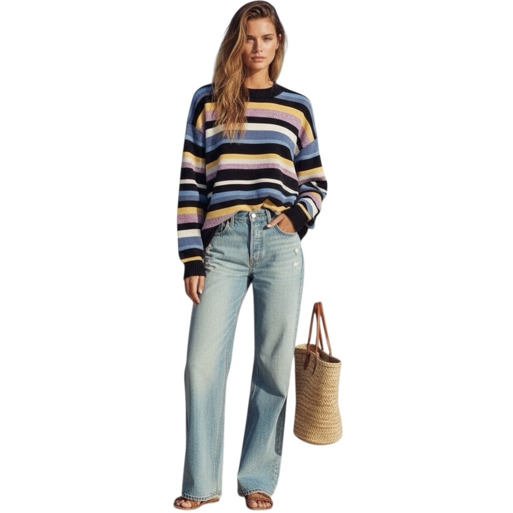 Urban Outfitters BDG Unisex Mixed Stripe Crew Neck Pullover Sweater Size L